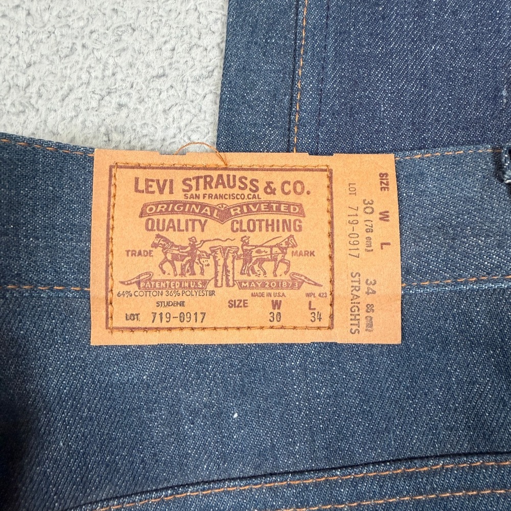 Vintage Levis Jeans Men 30x34 (Fit 28x34) Deadstock USA Super Straights 70s 80s - Picture 5 of 16